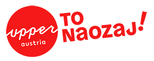 Logo Turistika v Hornom Rakúsku: červený kruh s bielym nápisom upperaustria